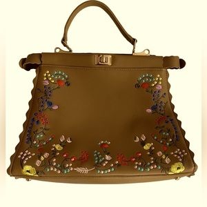 Satchel Tan Purse Floral Print Designs With Detachable Straps